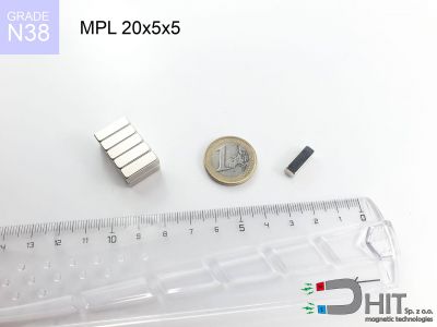 MPL 20x5x5 N38 - magnesy w kształcie sztabki