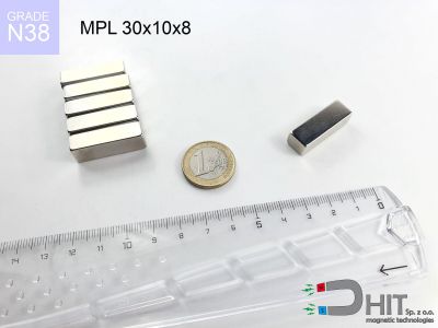 MPL 30x10x8 N38 - magnesy neodymowe płytkowe