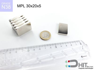 MPL 30x20x5 N38 - magnesy w kształcie sztabki