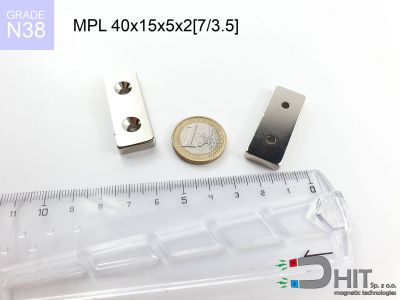 MPL 40x15x5x2[7/3.5] N38 - magnesy neodymowe płytkowe