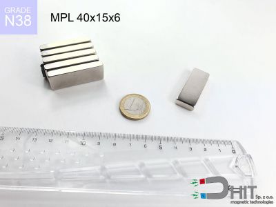 MPL 40x15x6 N38 - magnesy neodymowe płytkowe