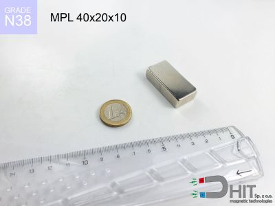 MPL 40x20x10 N38 - neodymowe magnesy płytkowe