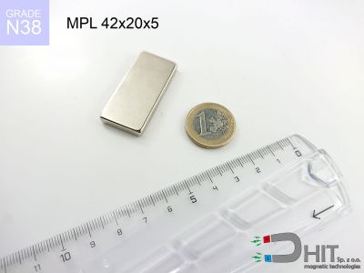 MPL 42x20x5 N38 - magnesy neodymowe płytkowe