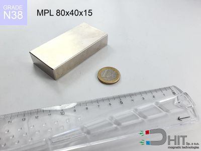 MPL 80x40x15 N38 - magnesy neodymowe płaskie