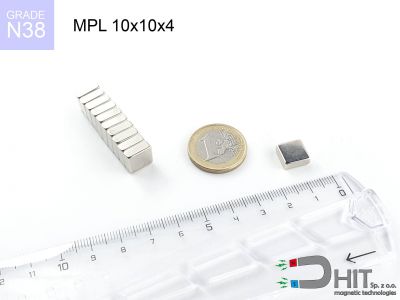 MPL 10x10x4 N38 - magnesy w kształcie sztabki