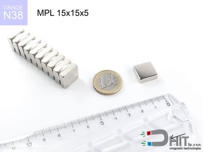 MPL 15x15x5 N38 - magnesy neodymowe płaskie