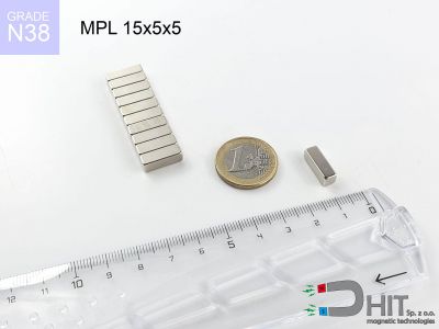MPL 15x5x5 N38 - neodymowe magnesy płytkowe