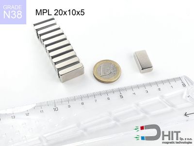 MPL 20x10x5 N38 - neodymowe magnesy płytkowe