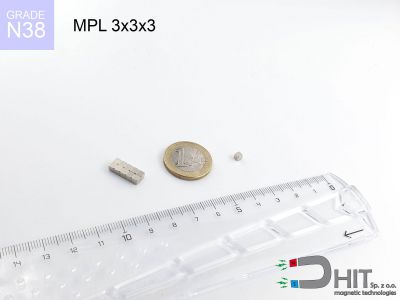 MPL 3x3x3 N38 - magnesy neodymowe płaskie