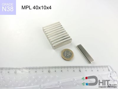 MPL 40x10x4 N38 magnes płytkowy