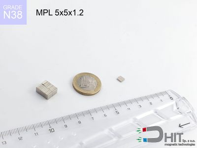 MPL 5x5x1.2 N38 - magnesy neodymowe płaskie