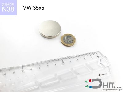 MW 35x5 N38 - magnesy w kształcie krążka