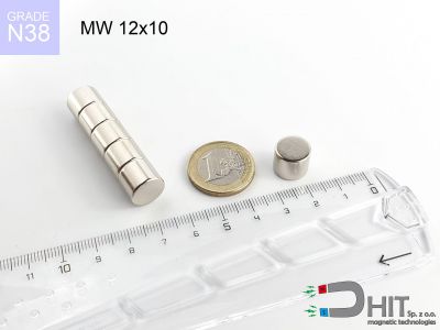 MW 12x10 N38 - magnesy w kształcie krążka