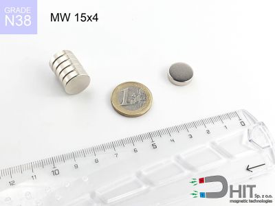 MW 15x4 N38 - magnesy w kształcie walca
