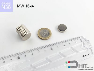 MW 16x4 N38 - magnesy neodymowe walcowe