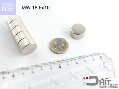 MW 18.9x10 N38 - magnesy w kształcie walca