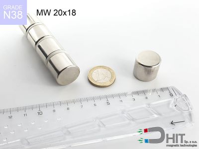 MW 20x18 N38 - magnesy w kształcie walca