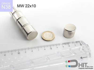MW 22x10 N38 - magnesy w kształcie walca