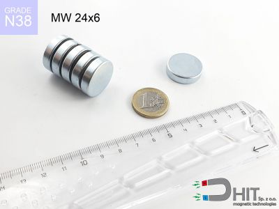 MW 24x6 N38 - magnesy w kształcie krążka