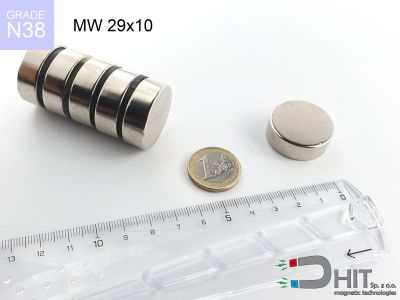 MW 29x10 N38 - magnesy neodymowe walcowe