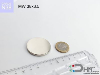 MW 38x3.5 N38 - magnesy w kształcie walca