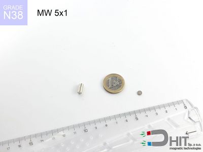 MW 5x1 N38 - neodymowe magnesy walcowe