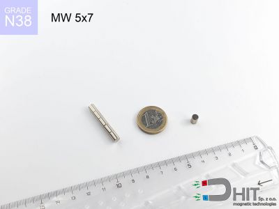 MW 5x7 N38 - neodymowe magnesy walcowe