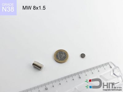 MW 8x1.5 N38 - magnesy w kształcie walca