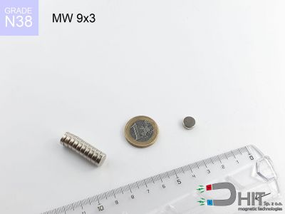 MW 9x3 N38 - magnesy w kształcie krążka
