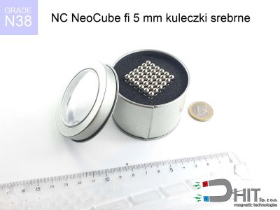 NC NeoCube fi 5 mm kuleczki srebrne N38 - neocube - magnesy w kulkach