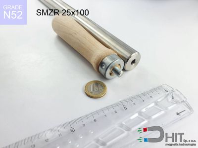 SMZR 25x100 N52 - separatory chwytaki z neodymowymi magnesami z drewnianym chwytem