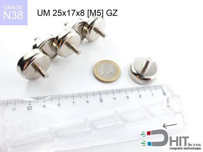 UMGW 25x17x8 [M5] GZ N38 - magnesy w obudowie z gwintem wewnętrznym