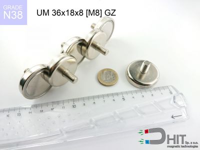 UMGZ 36x18x8 [M8] GZ N38 - magnesy w obudowie z gwintem wewnętrznym