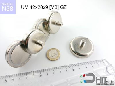 UMGW 42x20x9 [M8] GZ N38 - magnesy w uchwycie z gwintem wewnętrznym