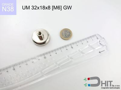 UMGW 32x18x8 [M6] GW N38 - uchwyty magnetyczne z gwintem wewnętrznym