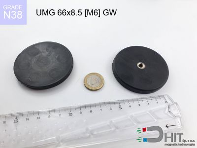 UMGGW 66x8.5 [M6] GW N38 - magnesy z gwintem w gumie