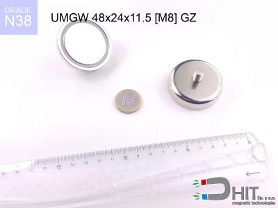 UMGW 48x24x11.5 [M8] GZ N38 - uchwyty magnetyczne z gwintem wewnętrznym