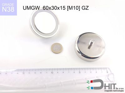 UMGW  60x30x15 [M10] GZ N38 - magnesy w obudowie z gwintem wewnętrznym