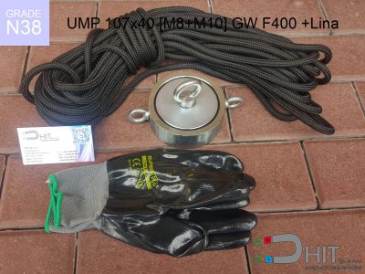 UMP 107x40 [M8+M10] GW F400 +Lina N38 - neodymowe magnesy do szukania w wodzie