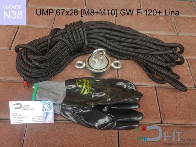 UMP 67x28 [M8+M10] GW F 120+ Lina N38 - magnesy neodymowe do poszukiwań w wodzie