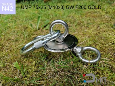 UMP 75x25 [M10x3] GW F200 GOLD N42 uchwyt magnetyczny do poszukiwań