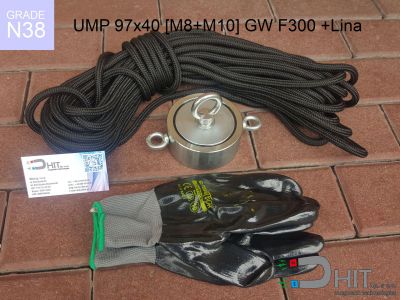 UMP 97x40 [M8+M10] GW F300 Lina N38 - magnetyczne uchwyty do poszukiwań w wodzie