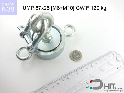 UMP 67x28 [M8+M10] GW F 120 kg   - neodymowe magnesy dla poszukiwaczy