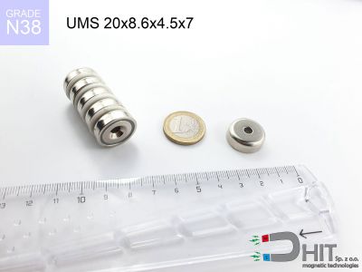 UMS 20x8.6x4.5x7 N38 - magnesy z otworem stożkowym