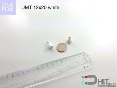 UMT 12x20 white N38 - klipsy magnetyczne na tablice