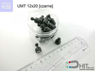 UMT 12x20 black set N38 - klipsy magnetyczne do tablic