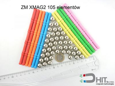 ZM XMAG2 105 elementów  - zabawki konstrukcyjne magnetyczne xmag<sup>2</sup>